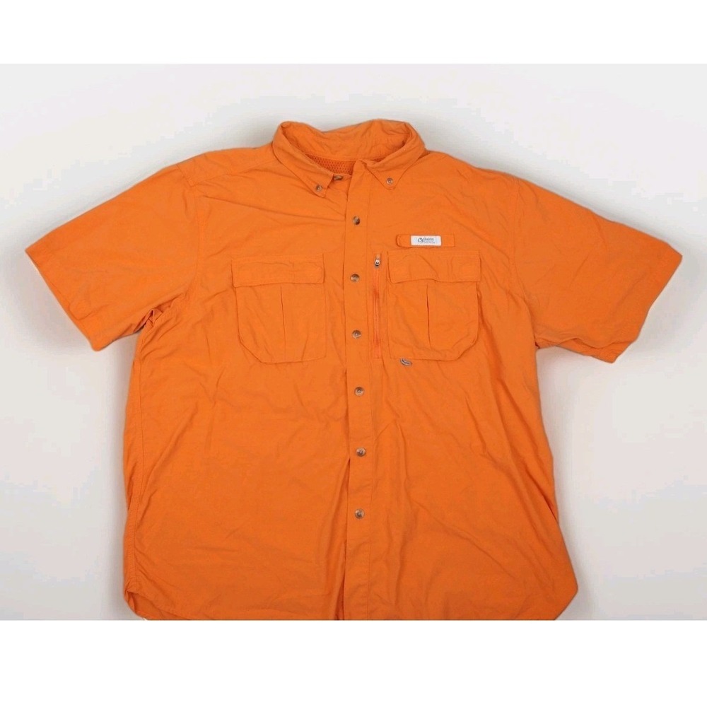 Guide Series Fishing Shirt Men XL Orange Short Sleeve Vented Mesh Back Nylon
